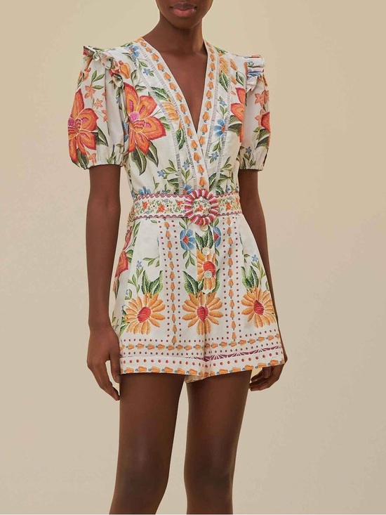 FARM Rio Pants - FARM RIO Bloom Garden Off White Romper